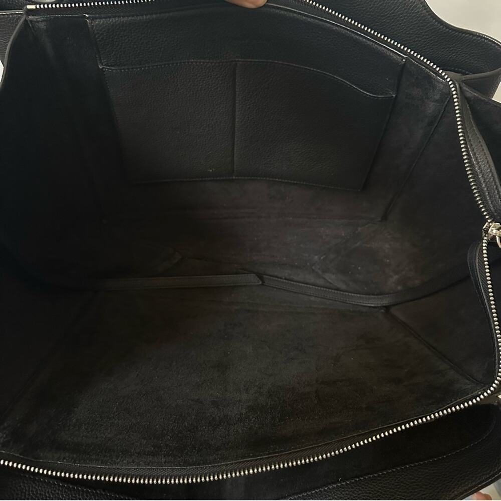 Celine Phoebe Philo Med Tri-Fold Black Shoulder Bag Grained Leather Authentic - Picture 10 of 16